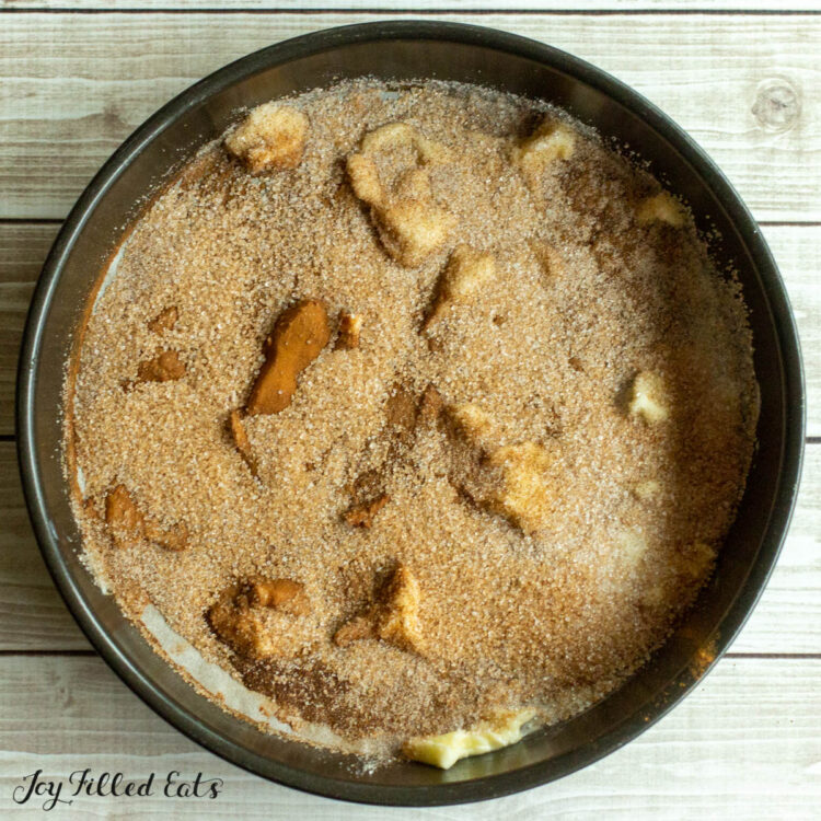 sweetener and cinnamon added to pan