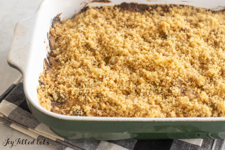 baked chicken leek mushroom casserole in baking dish