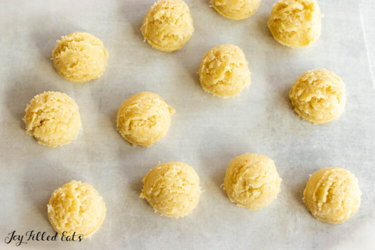 scooped filling on parchment