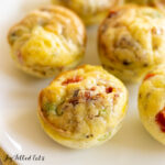 dairy free egg bites recipe close up on white plate