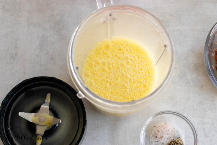 egg mixture in small blender