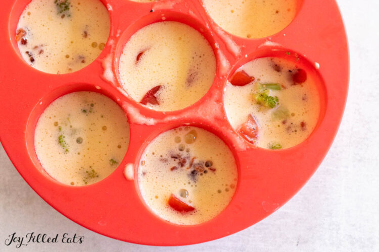 egg mixture added to mold