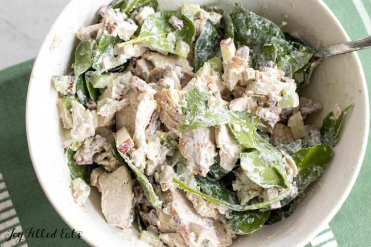 blue cheese chicken salad recipe with spinach mixed in