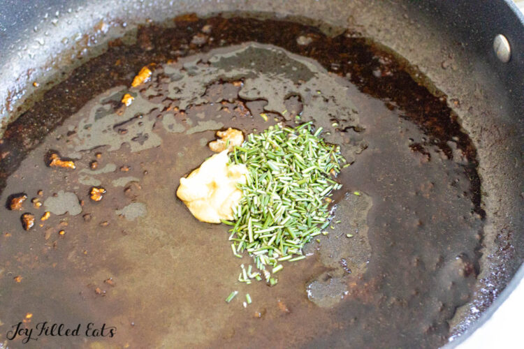 vinegar, mustard, and rosemary added