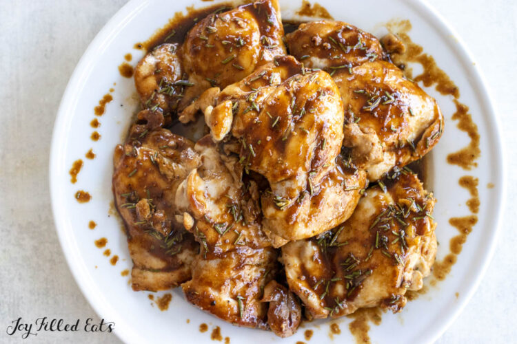 balsamic rosemary chicken on serving platter