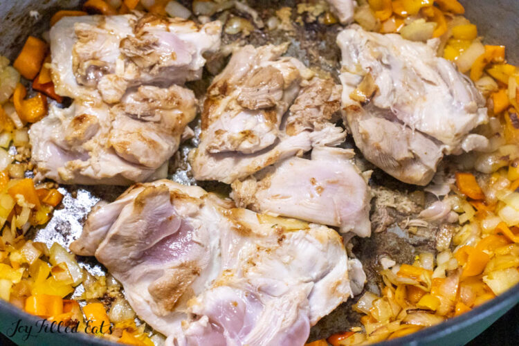 chicken browning in pot