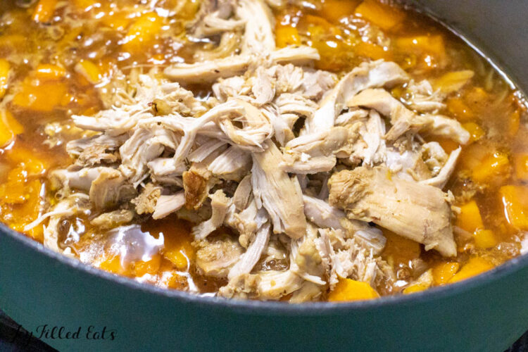 shredded chicken added back to pot