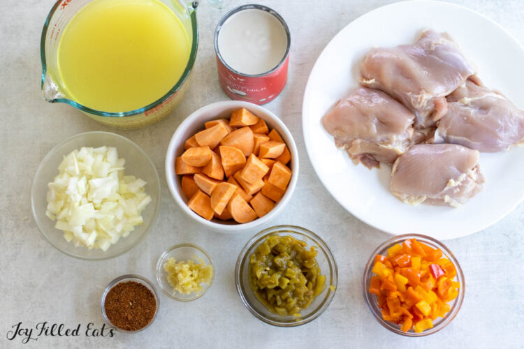 ingredients in bowls