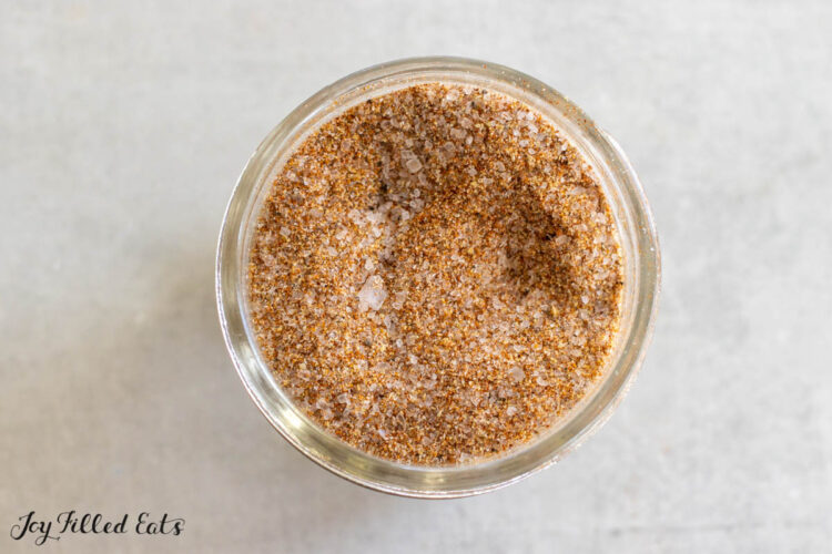 seasoning salt in small mason jar from overhead