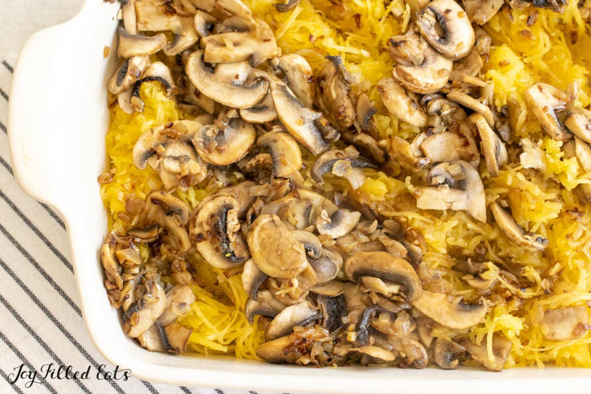 cooked vegetables added to casserole