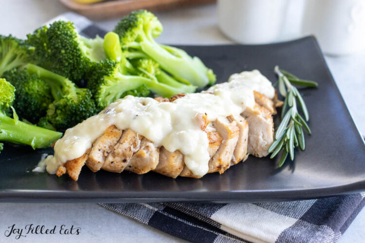 shallot cream sauce served over butter poached chicken