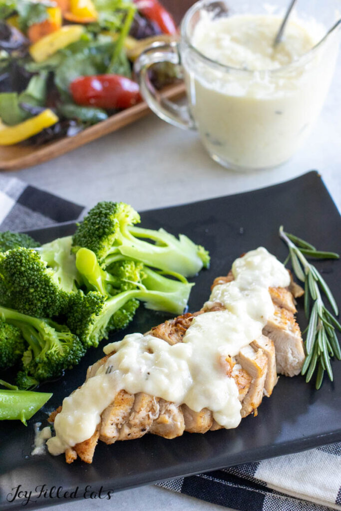 shallot cream sauce served over butter poached chicken