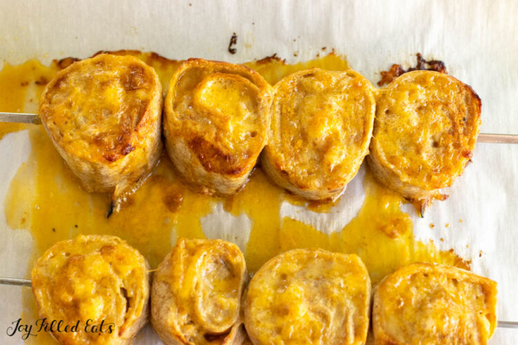 bbq chicken kebab rolls on parchment