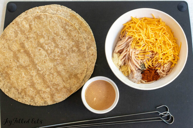 ingredients in bowls