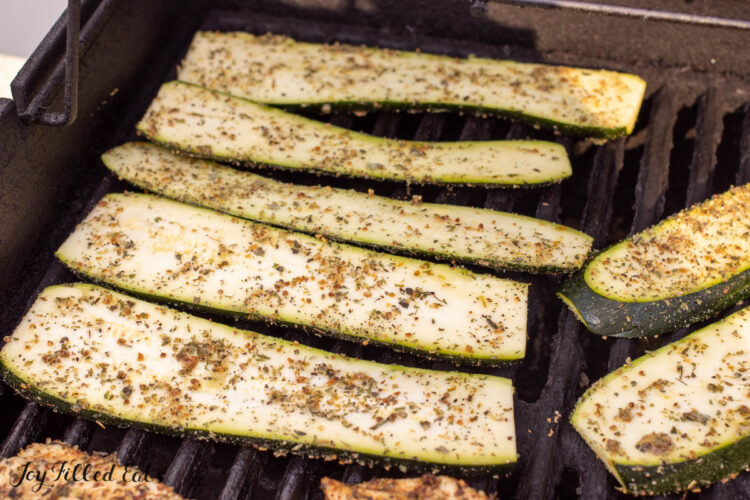 raw zucchini on grill