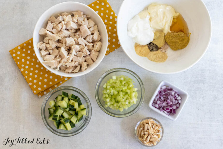 ingredients in bowls