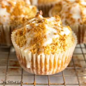 one of the keto cinnamon muffins close up