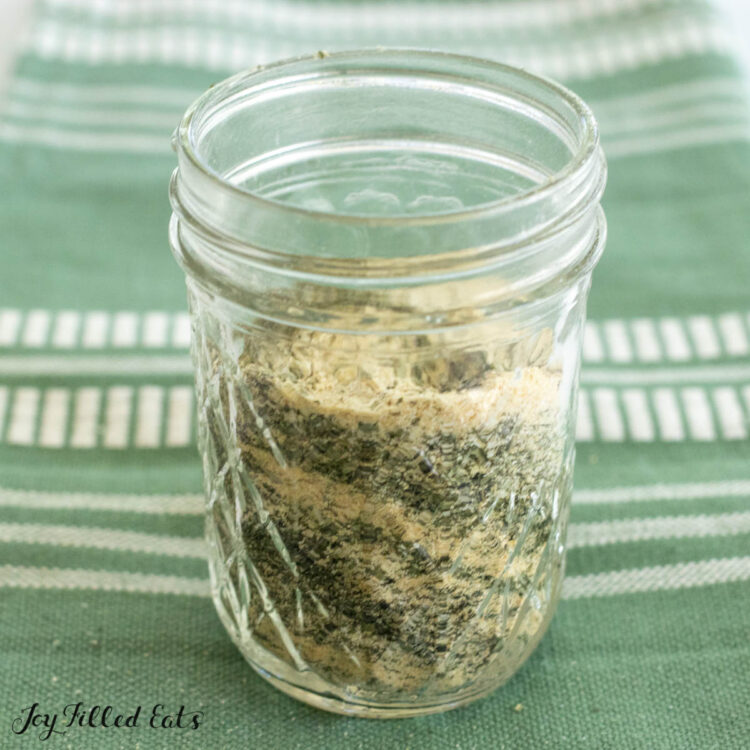 ranch dip mix in jar on green towel