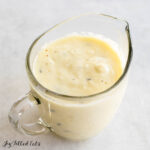 shallot cream sauce recipe in small pitcher