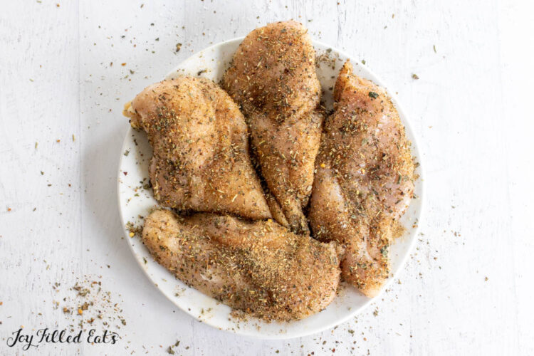 seasoning blend added to chicken breasts