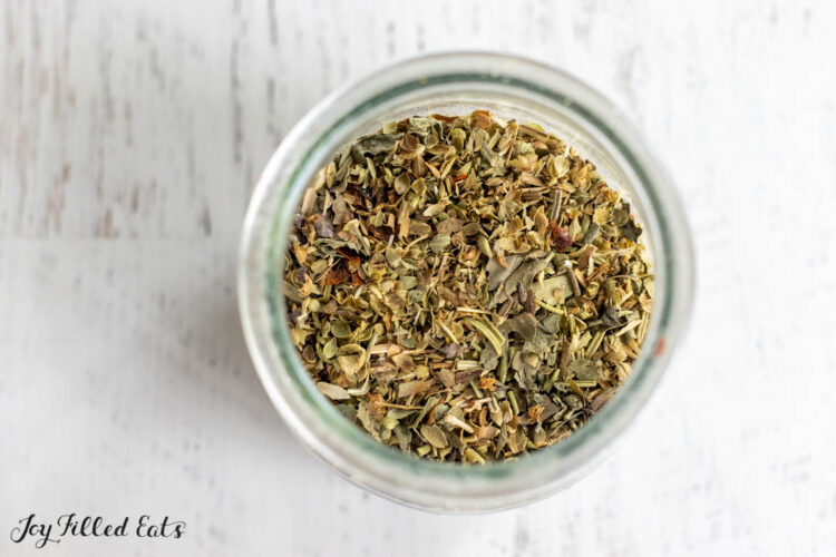 jar of zesty italian seasoning recipe from overhead