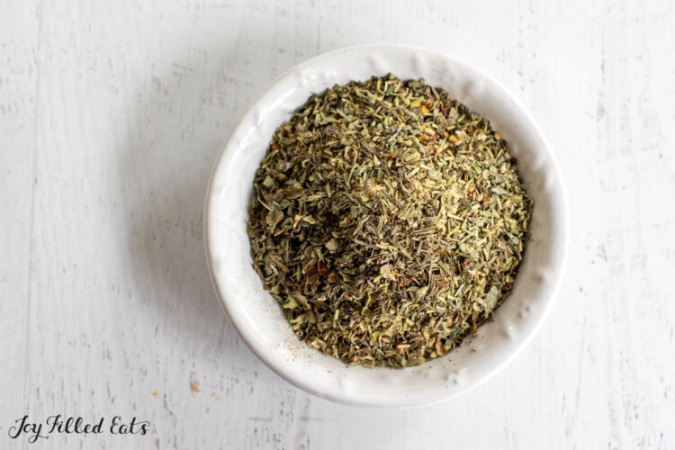 zesty italian seasoning recipe from overhead in small dish