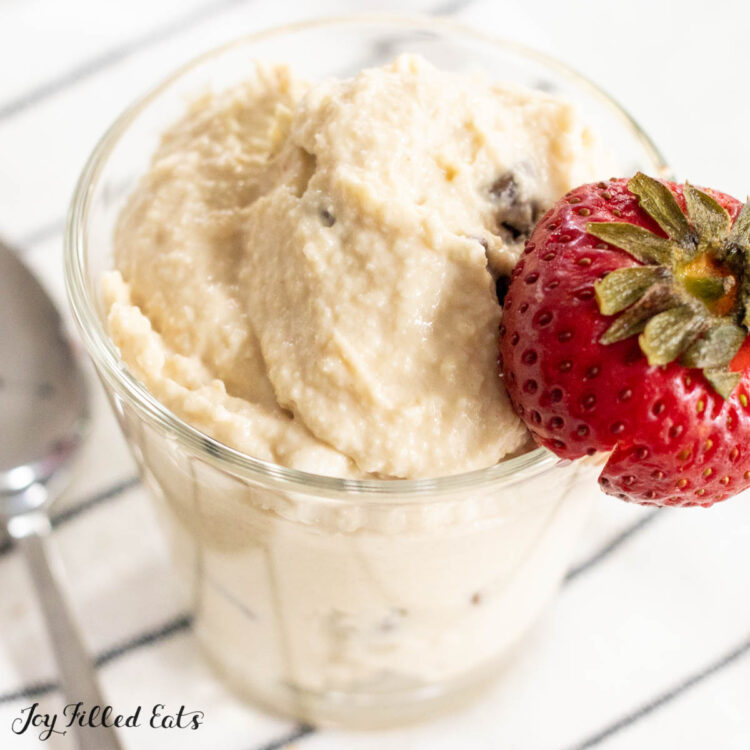 cottage cheese cookie dough in a glass