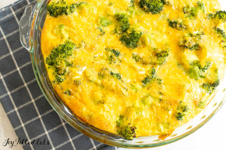 baked crustless broccoli quiche recipe in pie plate