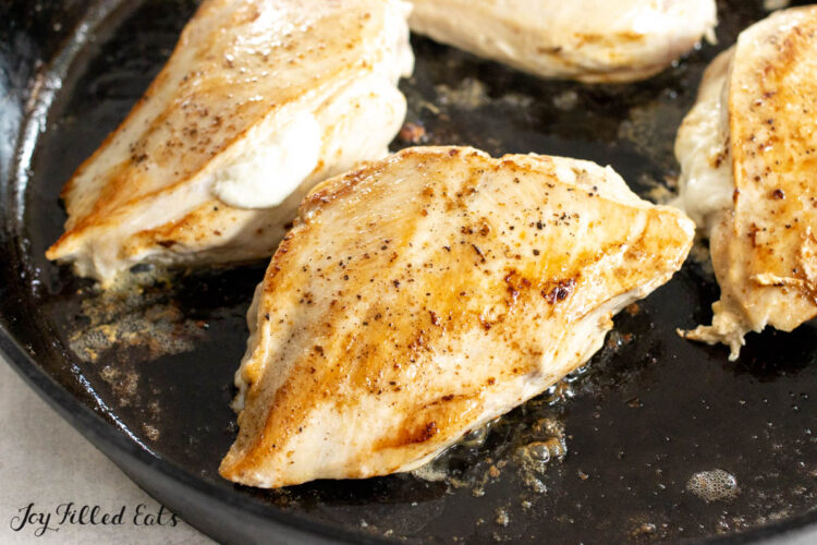 seared chicken in skillet