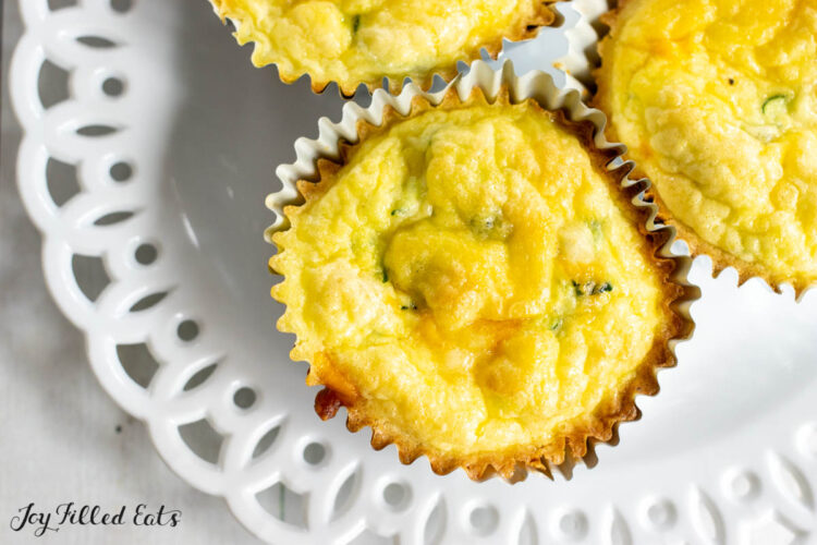 egg zucchini muffins on decorative plate