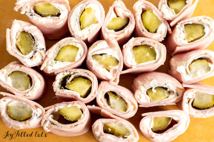 pickle rolls ups cut into bite sized pieces