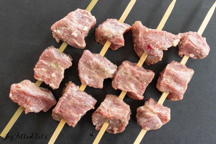 beef cubes on skewers