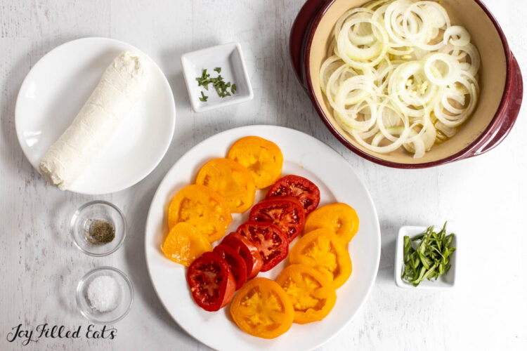 ingredients on plates and in bowls