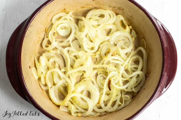 cooked onions in baking dish