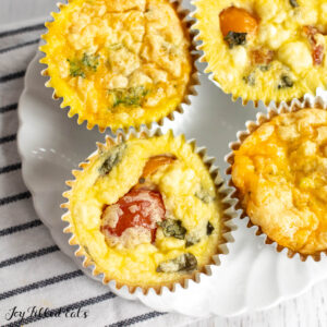 cottage cheese egg bites close up on small plate