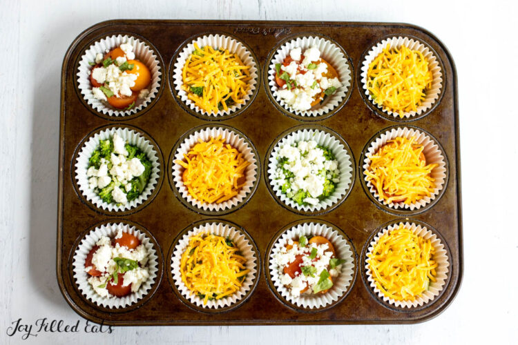 cheese added to muffin tin