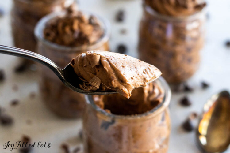 bite of mousse on a spoon