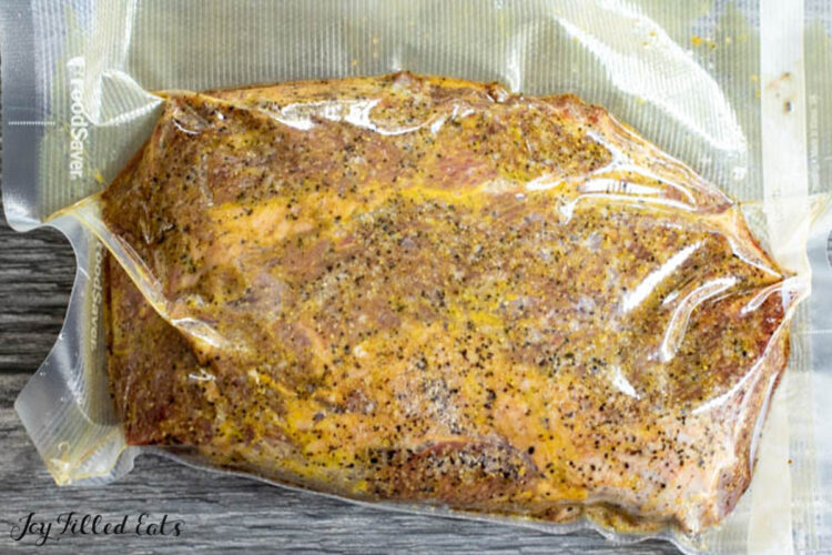 meat and seasonings in plastic bag