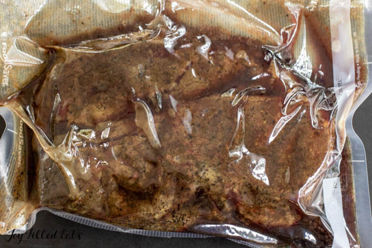 cooked meat in plastic bag