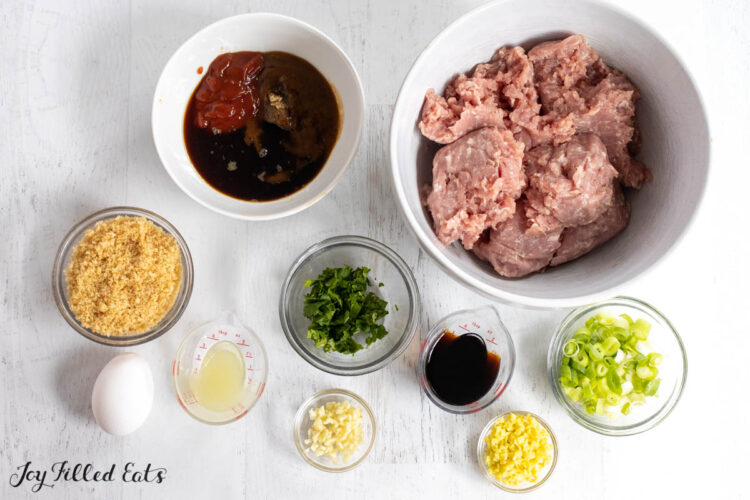 ingredients in bowls