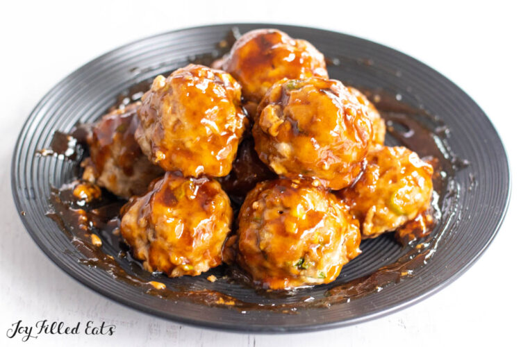 glazed meatballs on plate
